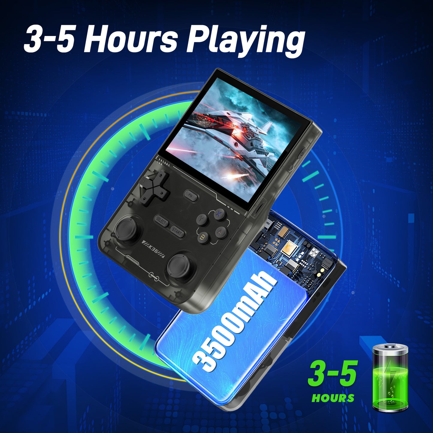 16000 HD Games Mini Portable Video Game Console, 3.5-Inch IPS Screen, built in 45 Emulators,3800mAh Battery (with 64GB TF)