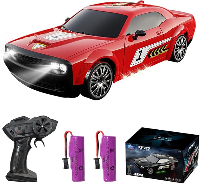 Remote Control Car for Boys Girls Kids, 1:20 4WD RC Drift Car with LED Lights, 20KPH Hight Speed Proportional Throttle Racing Cars for Drift and Race, Children's Gifts and Toys